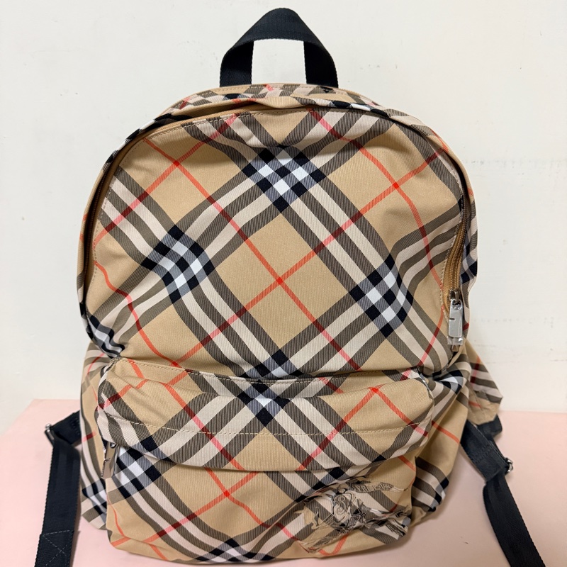 BURBERRY沙色 經典格紋 騎士 戰馬 後背包 9.9成新-5