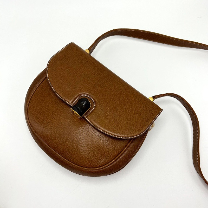 GUCCI棕色金扣中古肩背斜背竹節包24*20*7 98新配件塵袋-5