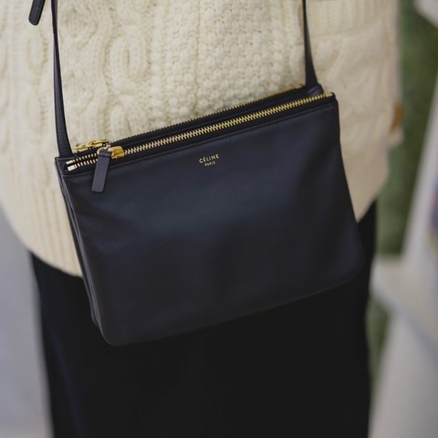 CELINE 黑金三合一肩背斜背包22*15*5cm 98新配件塵袋