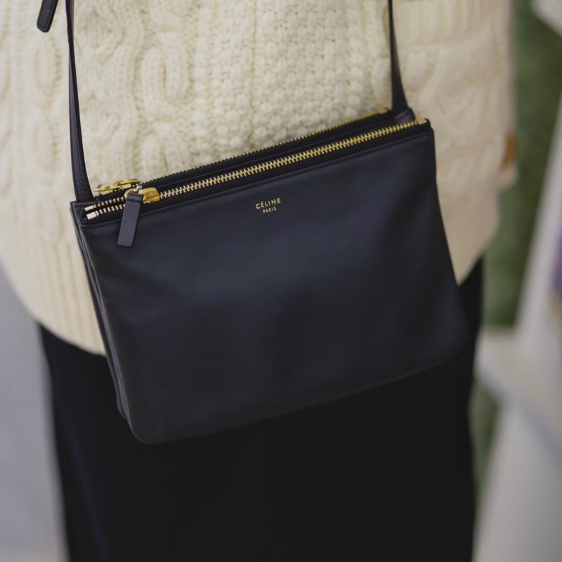 CELINE 黑金三合一肩背斜背包22*15*5cm 98新配件塵袋-0