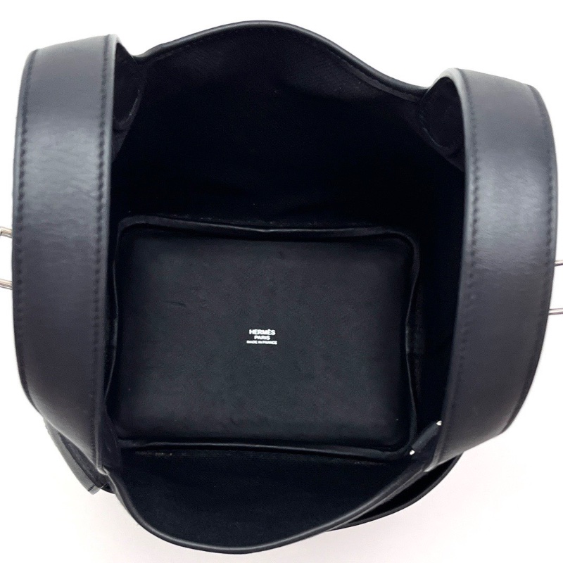 HERMES 黑銀 Cargo菜籃子18手提包18*18*14 98新配件盒子塵袋購證吊牌鎖鑰匙-2