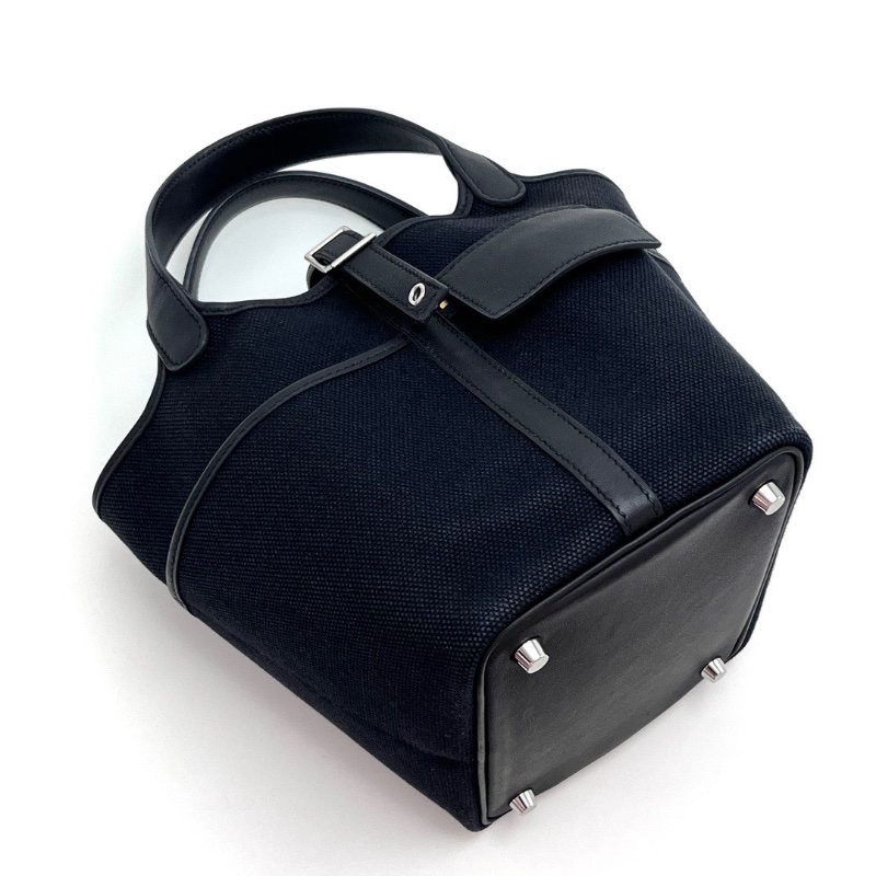 HERMES 黑銀 Cargo菜籃子18手提包18*18*14 98新配件盒子塵袋購證吊牌鎖鑰匙-5