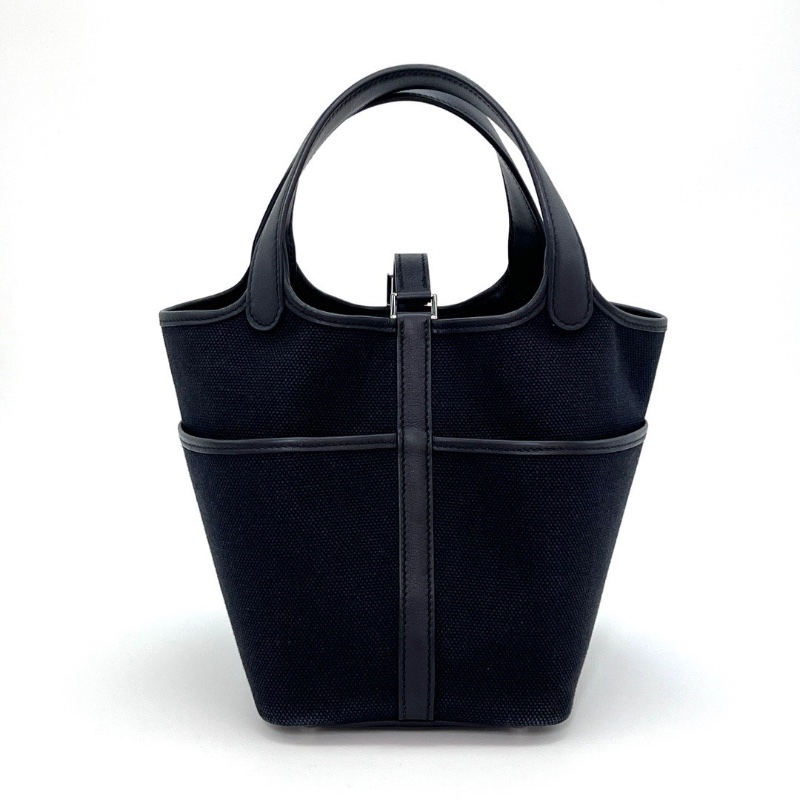 HERMES 黑銀 Cargo菜籃子18手提包18*18*14 98新配件盒子塵袋購證吊牌鎖鑰匙-6