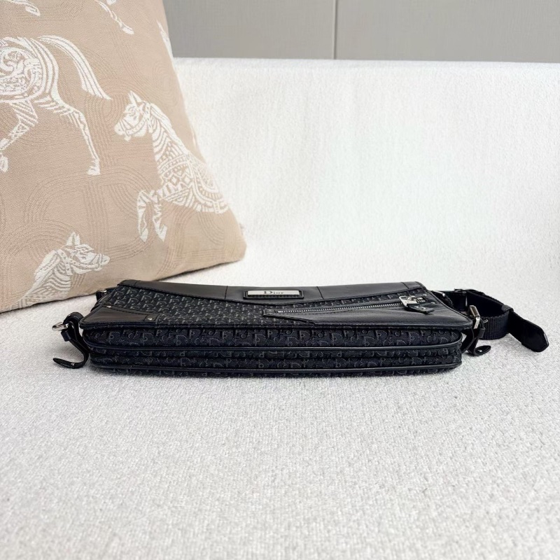 Dior 老花中古punk腋下包 黑銀 老花刺繡拼皮30*16*3 98新配件塵袋保卡-4