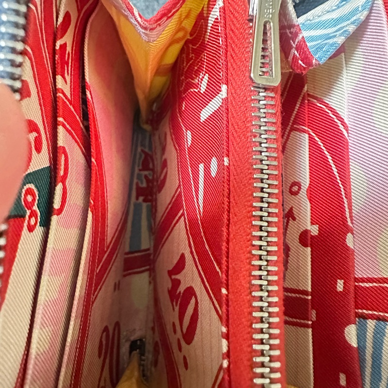 Hermes 愛馬仕經典絲巾短夾A刻深藍色-7