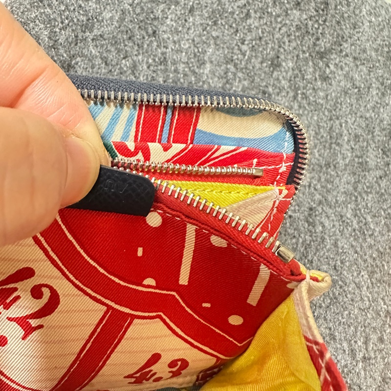 Hermes 愛馬仕經典絲巾短夾A刻深藍色-8