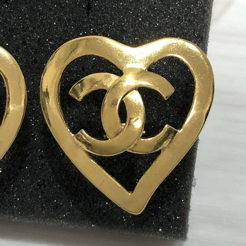 Chanel Vintage 鏤空愛心耳夾-4