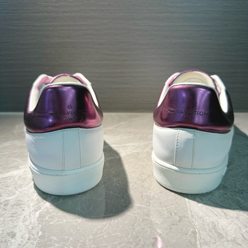 99新lv男鞋小鞋白紫拼色側標logo經典休閒板鞋 40.5碼-3