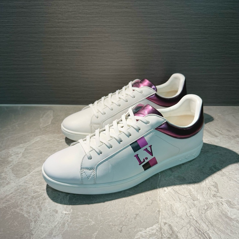 99新lv男鞋小鞋白紫拼色側標logo經典休閒板鞋 40.5碼-8