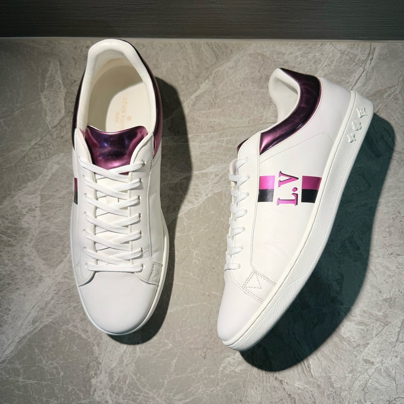 99新lv男鞋小鞋白紫拼色側標logo經典休閒板鞋 40.5碼-10