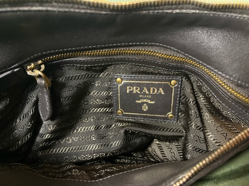 PRADA Tessuto 軍綠尼龍拼真皮手提包  //有購單-2