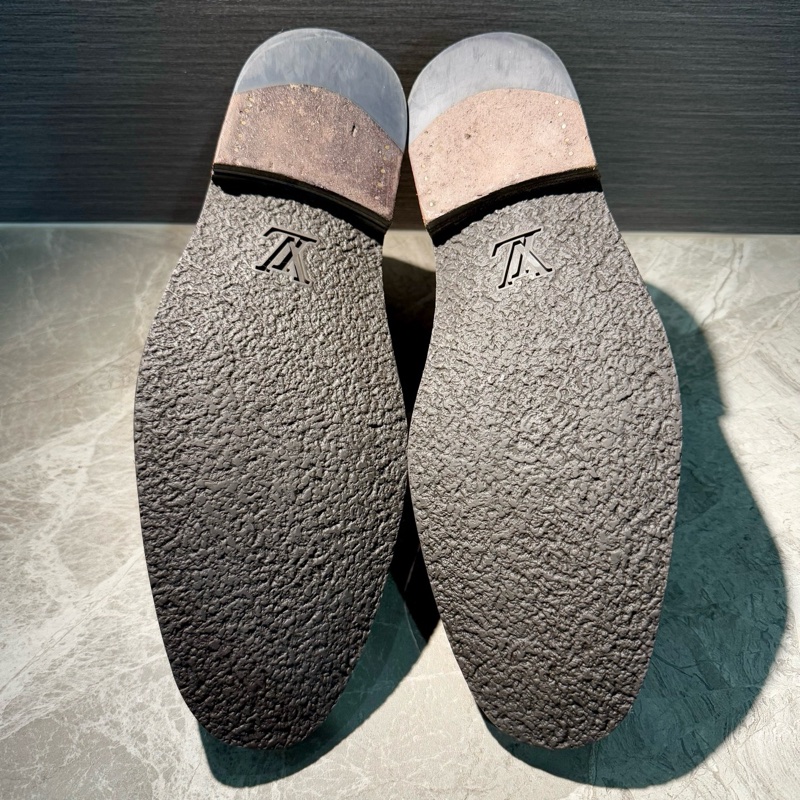 98新lv高端男鞋 藏藍色麂皮拼接休閒奢華短靴 42碼=8碼-5