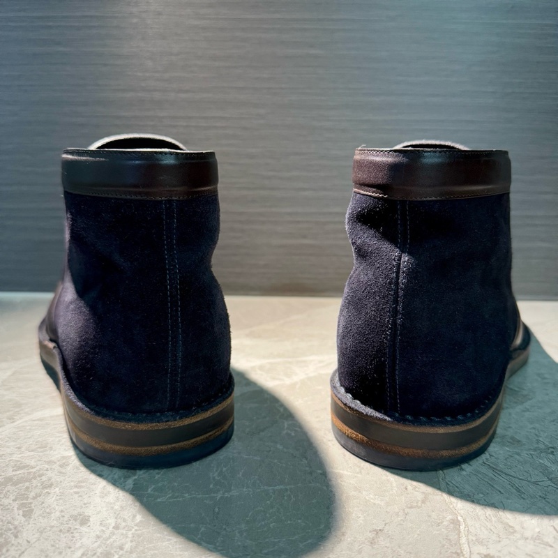 98新lv高端男鞋 藏藍色麂皮拼接休閒奢華短靴 42碼=8碼-8