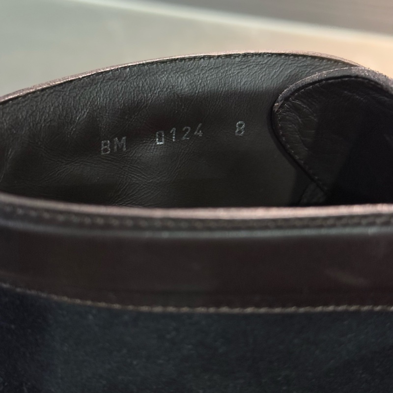 98新lv高端男鞋 藏藍色麂皮拼接休閒奢華短靴 42碼=8碼-11