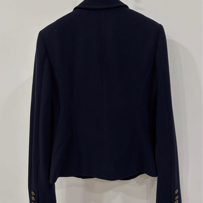 BURBERRY 倫敦 滿版戰馬內裏毛料西裝外套 深藍-2