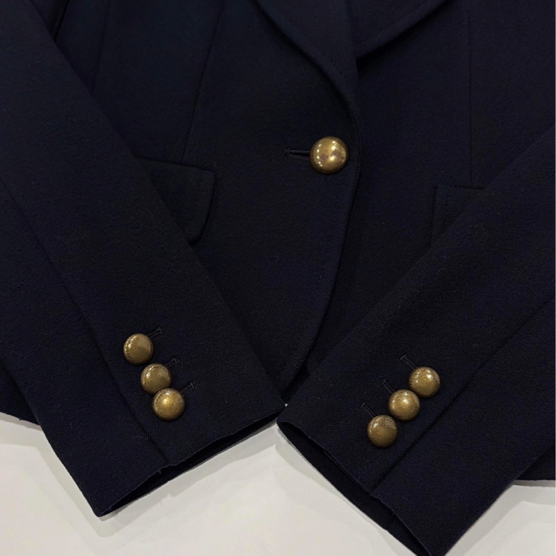 BURBERRY 倫敦 滿版戰馬內裏毛料西裝外套 深藍-6