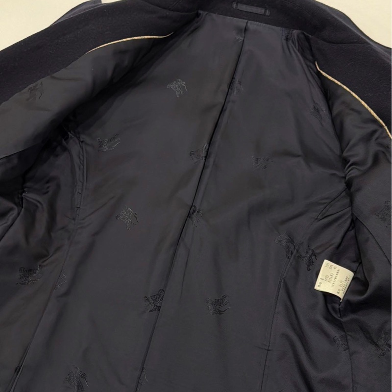 BURBERRY 倫敦 滿版戰馬內裏毛料西裝外套 深藍-7