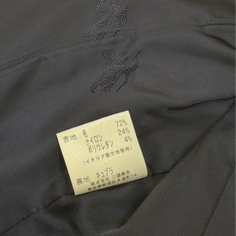 BURBERRY 倫敦 滿版戰馬內裏毛料西裝外套 深藍-9