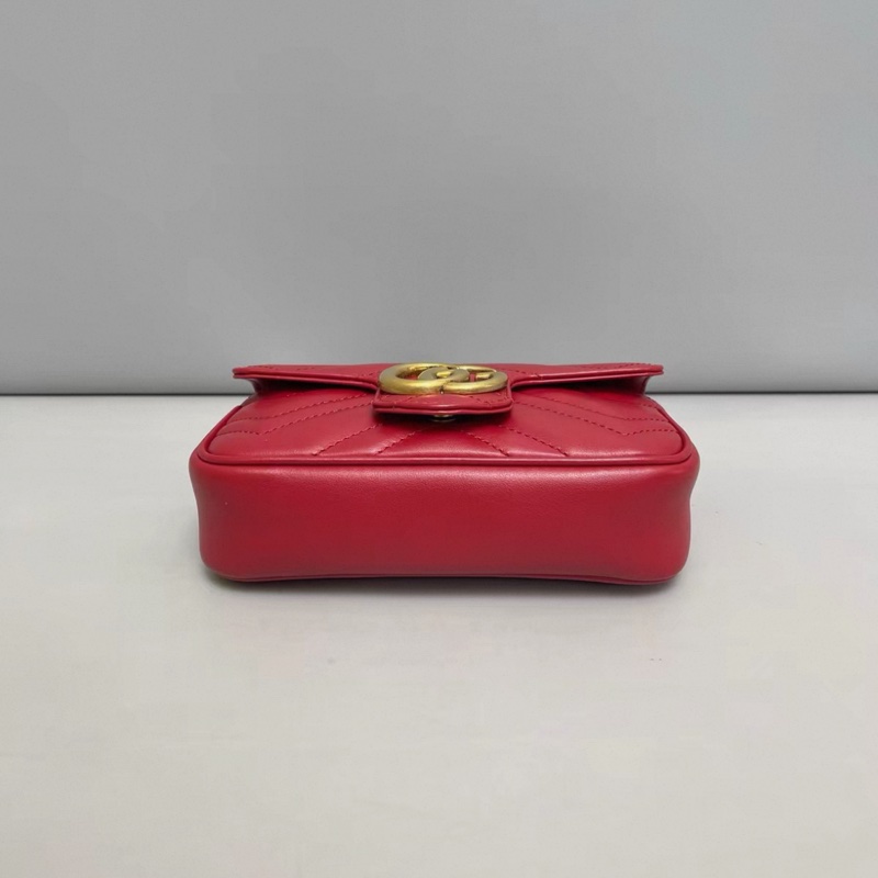 Gucci古馳Marmont迷你紅金全皮鏈條包-3