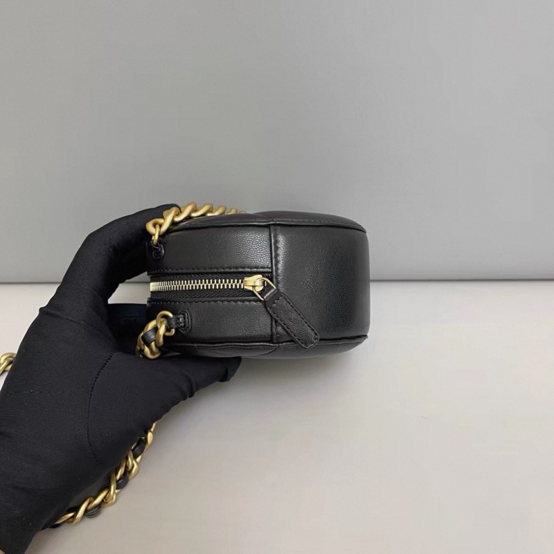 MJChanel香奈兒19Bag黑金全皮圓餅包-2