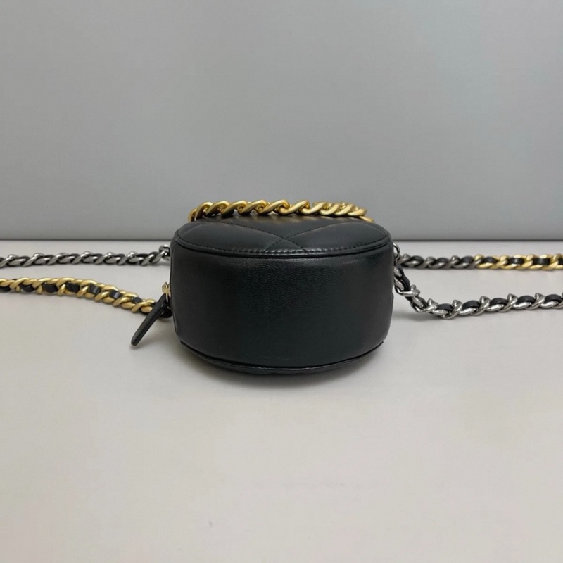 MJChanel香奈兒19Bag黑金全皮圓餅包-3