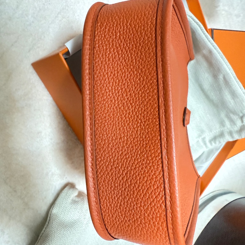 近全新愛馬仕Hermes mini evelyne 16 火焰橘金釦-4