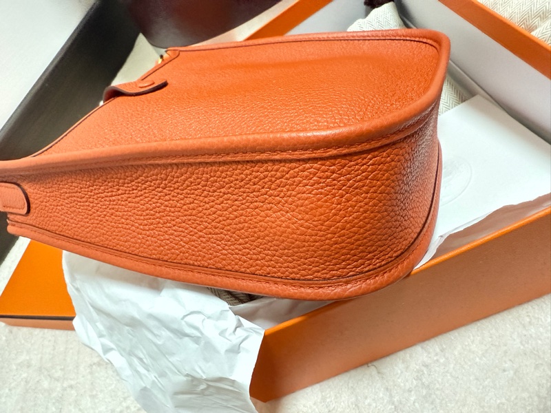 近全新愛馬仕Hermes mini evelyne 16 火焰橘金釦-5