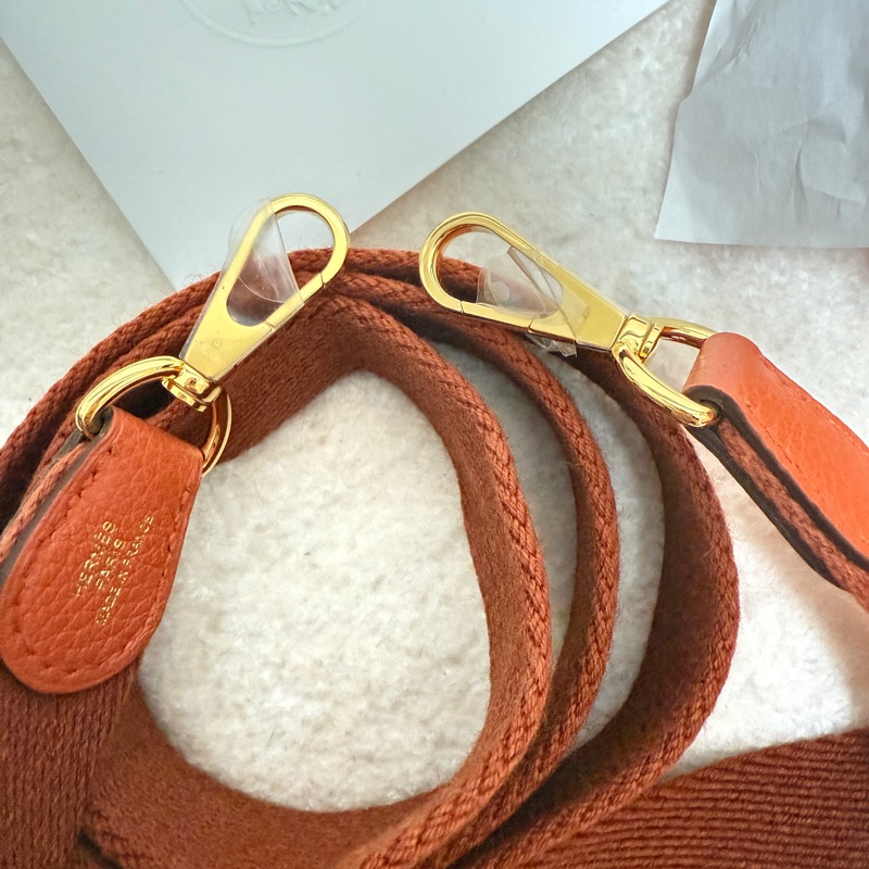 近全新愛馬仕Hermes mini evelyne 16 火焰橘金釦-9
