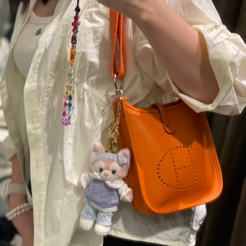 近全新愛馬仕Hermes mini evelyne 16 火焰橘金釦-12
