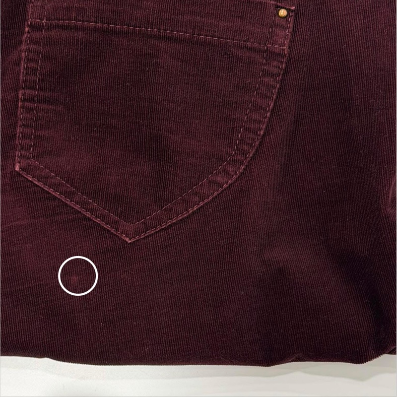 BURBERRY 藍標 酒紅色拉鏈燈芯絨長褲-3