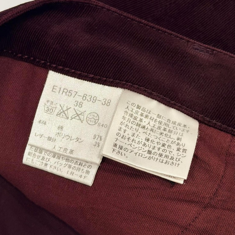 BURBERRY 藍標 酒紅色拉鏈燈芯絨長褲-9