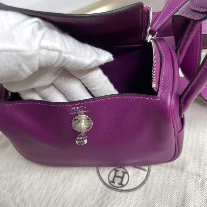 🌈Hermes💜Mini Lindy一代💜P9海葵紫銀扣💜98新🌈Swift皮🌟愛馬仕🌟-1