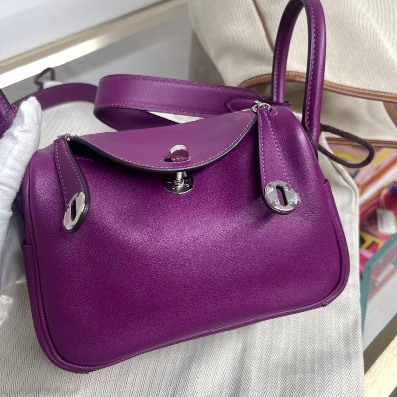 🌈Hermes💜Mini Lindy一代💜P9海葵紫銀扣💜98新🌈Swift皮🌟愛馬仕🌟-3