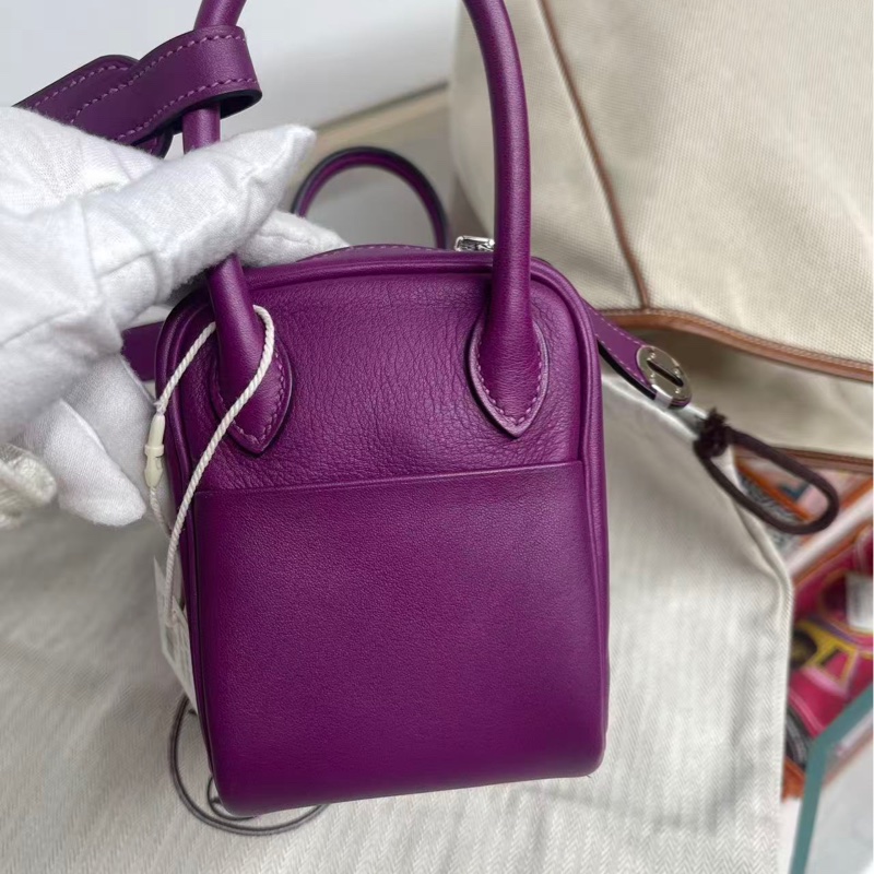 🌈Hermes💜Mini Lindy一代💜P9海葵紫銀扣💜98新🌈Swift皮🌟愛馬仕🌟-4