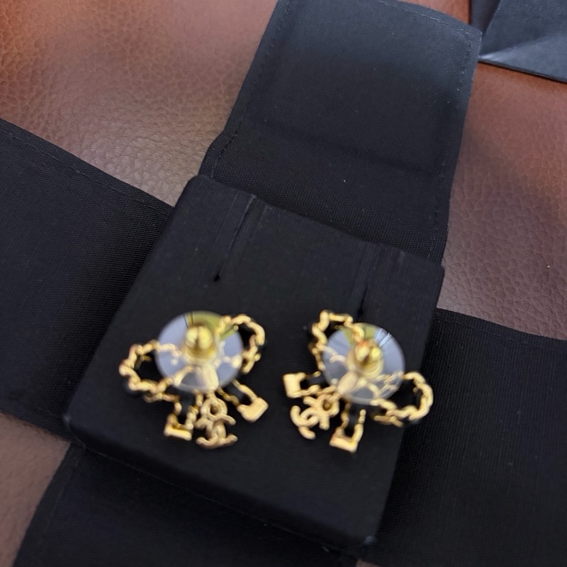 CHANEL蝴蝶結耳環 皮穿鏈-9