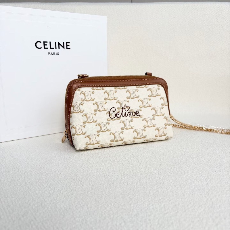 Celine 老花凱旋門貝殼包 白色牛皮16*11*8 98新配件盒子塵袋鏈條-3