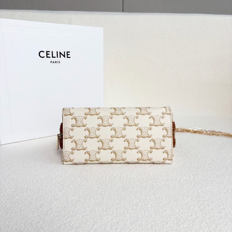 Celine 老花凱旋門貝殼包 白色牛皮16*11*8 98新配件盒子塵袋鏈條-4