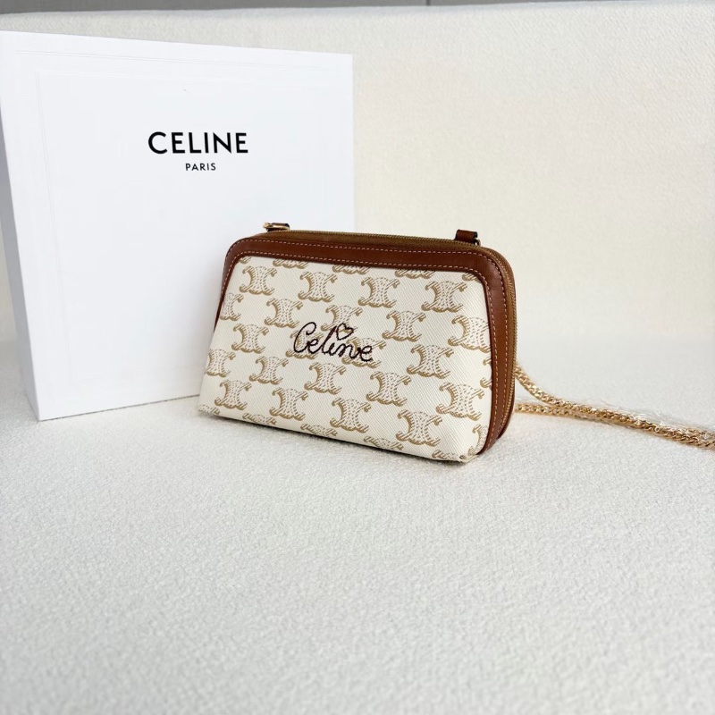 Celine 老花凱旋門貝殼包 白色牛皮16*11*8 98新配件盒子塵袋鏈條-5