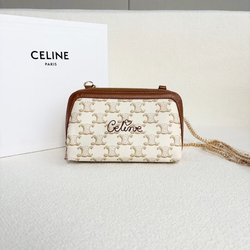Celine 老花凱旋門貝殼包 白色牛皮16*11*8 98新配件盒子塵袋鏈條-6