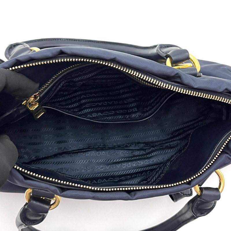 PRADA 藏青色尼龍手提肩背斜背包36*21*10 98新配件塵袋-2