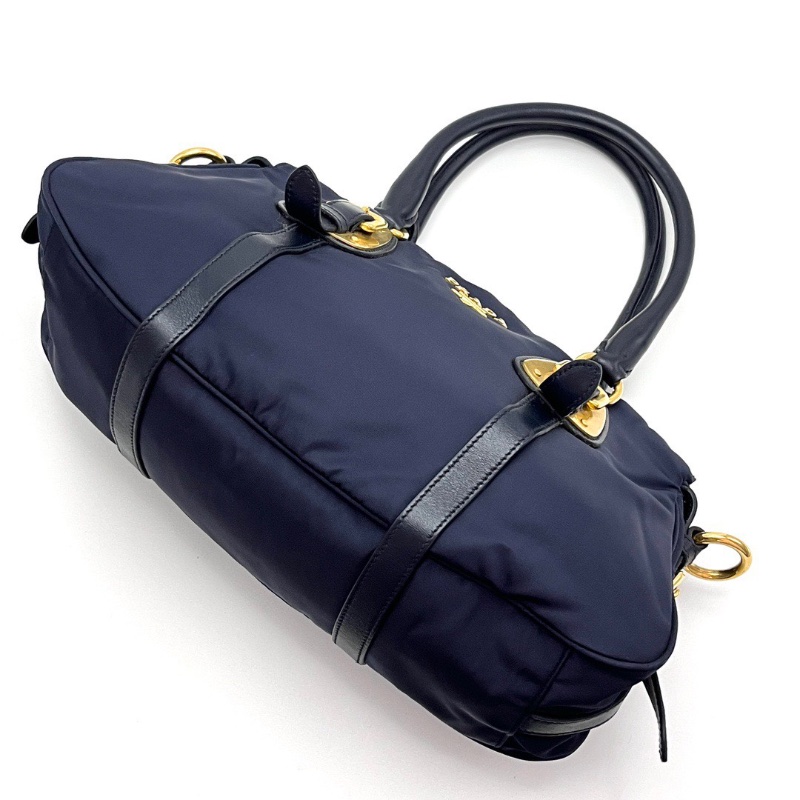 PRADA 藏青色尼龍手提肩背斜背包36*21*10 98新配件塵袋-3