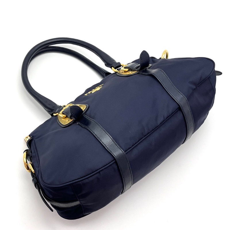 PRADA 藏青色尼龍手提肩背斜背包36*21*10 98新配件塵袋-5