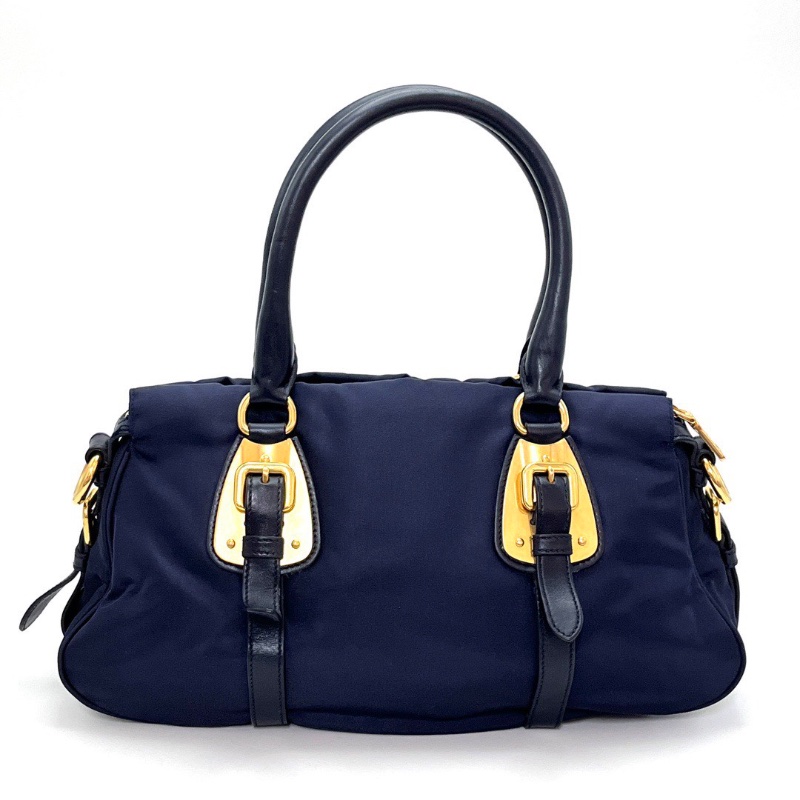PRADA 藏青色尼龍手提肩背斜背包36*21*10 98新配件塵袋-6