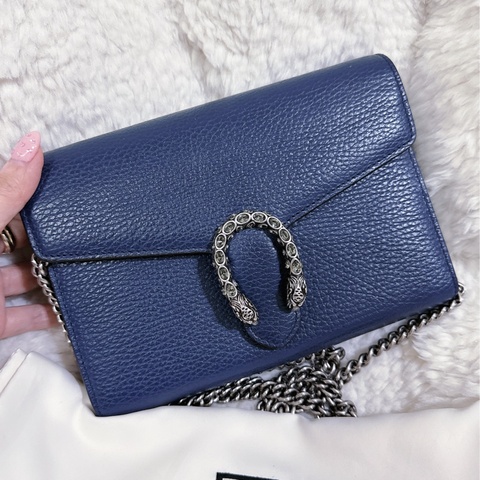 Gucci 酒神 woc 藍色（肩帶可以自行調節）