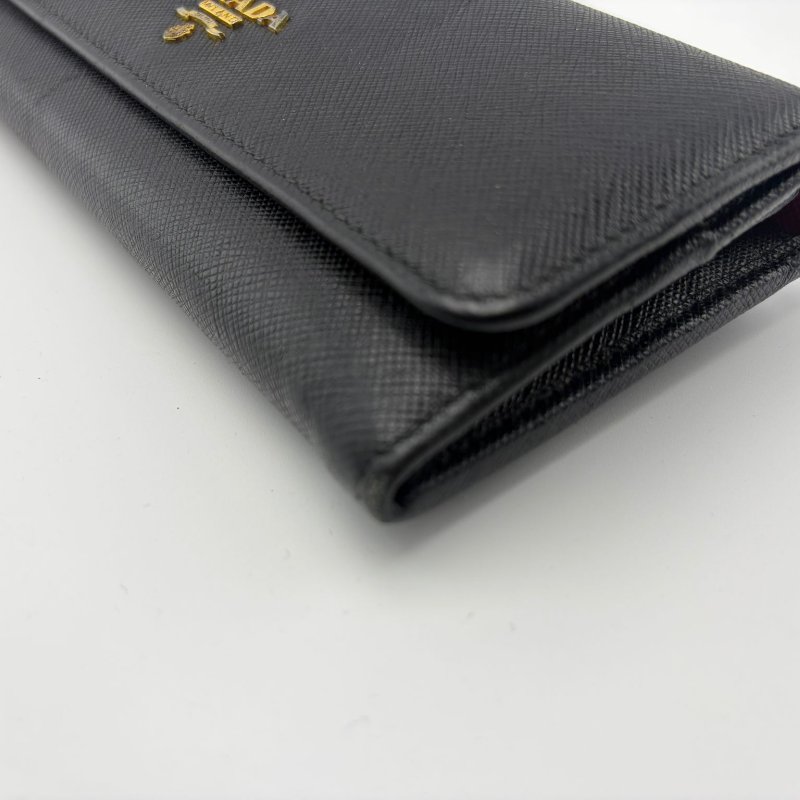 Prada 經典 Saffiano 十字紋牛皮長款翻蓋銀包-7