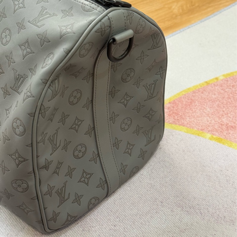 LV Keepall 50灰色壓紋小牛皮旅行袋✨最新晶片款-6