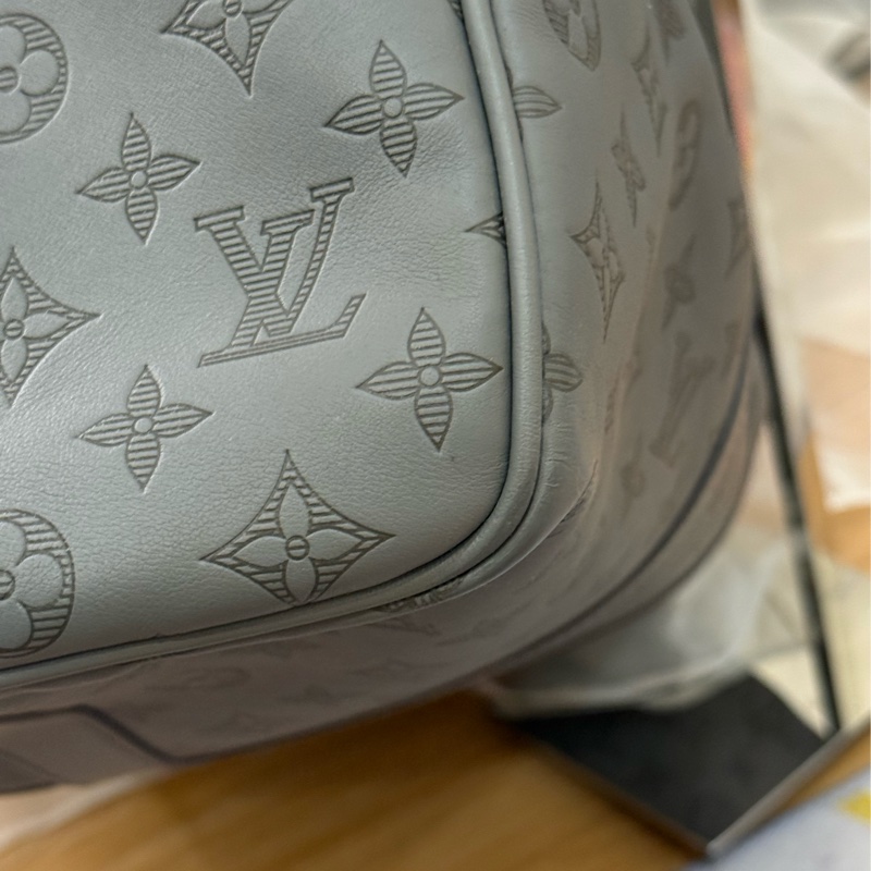 LV Keepall 50灰色壓紋小牛皮旅行袋✨最新晶片款-7