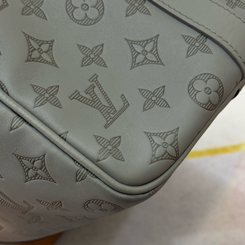 LV Keepall 50灰色壓紋小牛皮旅行袋✨最新晶片款-8