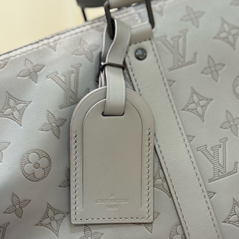 LV Keepall 50灰色壓紋小牛皮旅行袋✨最新晶片款-18