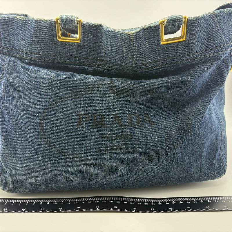 Prada Canapa 系列牛仔丹宁托特包-0